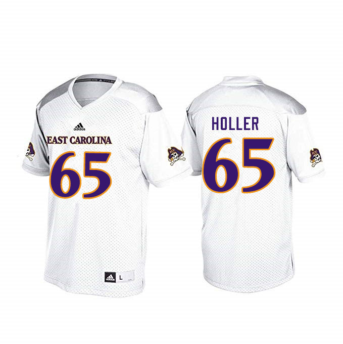 Men #65 Trent Holler ECU Pirates College Football Jerseys Sale-White